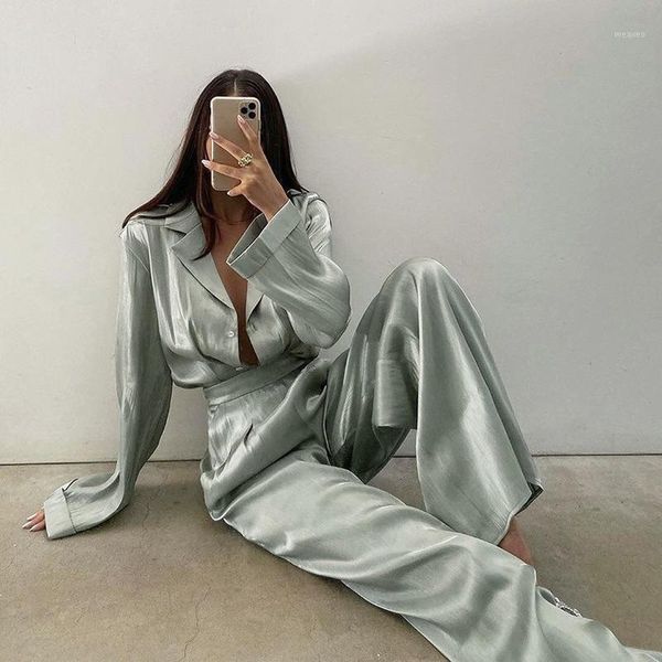 satin two piece set for woman long sleeve loose shirt+straight pants office lady suits elegant fall winter outfits lounge wear1, Gray
satin two piece set for woman long sleeve loose shirt+straight pants office lady suits elegant fall winter outfits lounge wear1, Gray