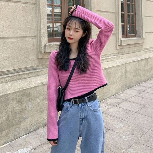 9n1lt small women's clothing sleeve autumn korean knitted coat sense head small number of color contrast square neck bubble 2020 a desi, White;black
9n1lt small women's clothing sleeve autumn korean knitted coat sense head small number of color contrast square neck bubble 2020 a desi, White;black