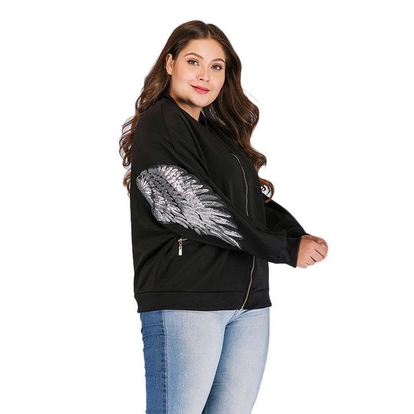 women's jackets whzhm autumn plus size 3xl 4xl sliver wing sequins women pocket stand collar zippers spring casaco lurex female coats, Black;brown
women's jackets whzhm autumn plus size 3xl 4xl sliver wing sequins women pocket stand collar zippers spring casaco lurex female coats, Black;brown