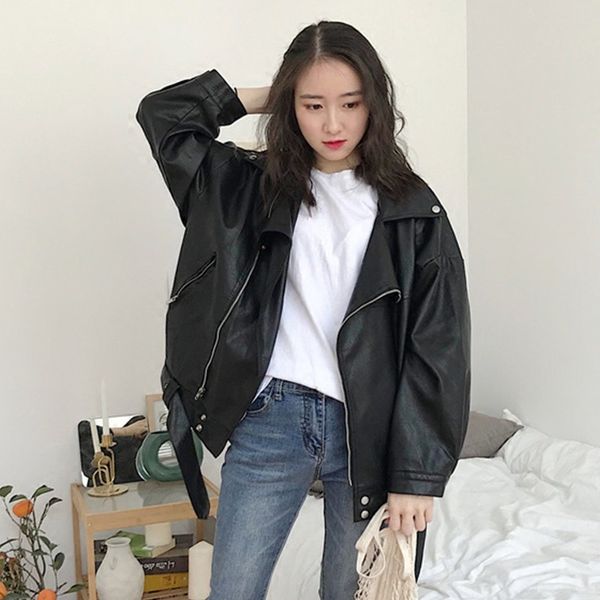2021 new autumn women streetwear black faux soft leather jacket with belt female biker down collar coat zu8b
2021 new autumn women streetwear black faux soft leather jacket with belt female biker down collar coat zu8b