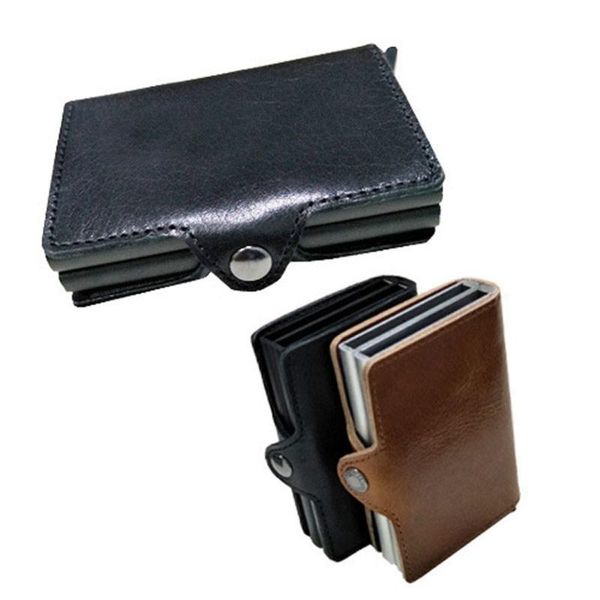 card holders 1 piece cowhide leather and aluminum automatic holder men business wallet, Brown;gray
card holders 1 piece cowhide leather and aluminum automatic holder men business wallet, Brown;gray
