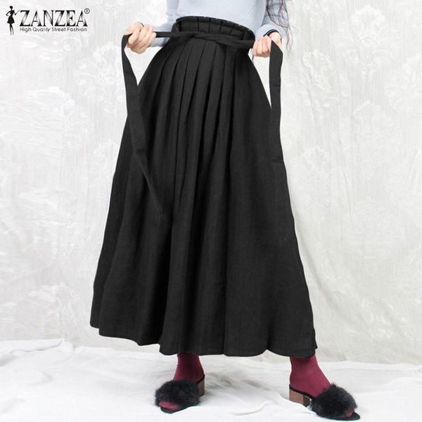 female high waist belted skirts 2021 womens vintage solid skirts zanzea fashion long maxi bottom elegant pleated mujer faldas, Black
female high waist belted skirts 2021 womens vintage solid skirts zanzea fashion long maxi bottom elegant pleated mujer faldas, Black