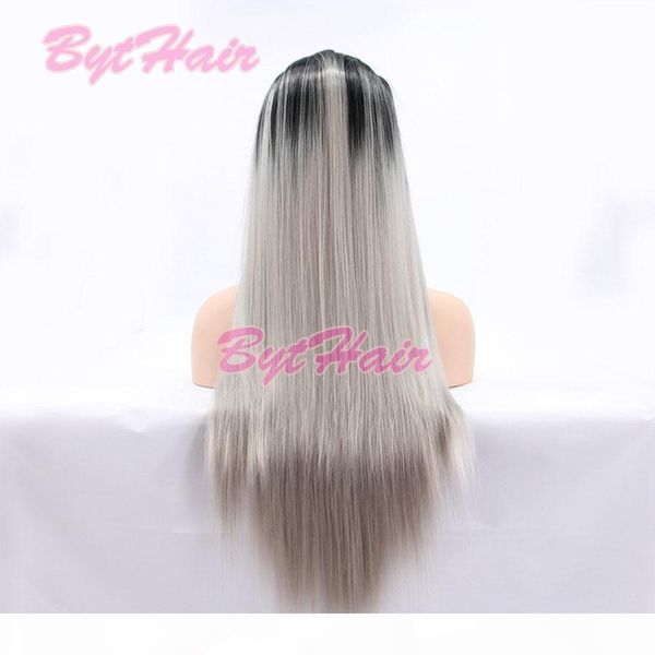 bythair soft 1b root ombre gray heat resistant fiber long straight grey synthetic lace front wig women hair style ing, Black
bythair soft 1b root ombre gray heat resistant fiber long straight grey synthetic lace front wig women hair style ing, Black