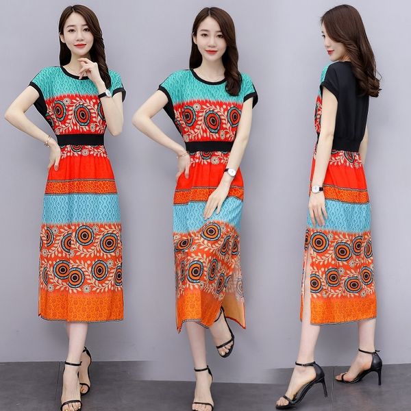 viak3 boutique printed 2020 summer new slim follower sleeve dress fashionable round chiffon ynlcj dress neck, Black;gray
viak3 boutique printed 2020 summer new slim follower sleeve dress fashionable round chiffon ynlcj dress neck, Black;gray