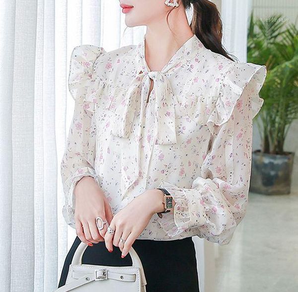 women's blouses & shirts woman feminina women's vintage blouse fashion clothes 2021 spring white floral chiffon bow female d00901
women's blouses & shirts woman feminina women's vintage blouse fashion clothes 2021 spring white floral chiffon bow female d00901