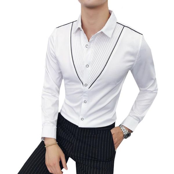 geometric stripe unique design shirt wedding party club shirt slim fit long sleeve button down fashion designer korean shirts, White;black
geometric stripe unique design shirt wedding party club shirt slim fit long sleeve button down fashion designer korean shirts, White;black