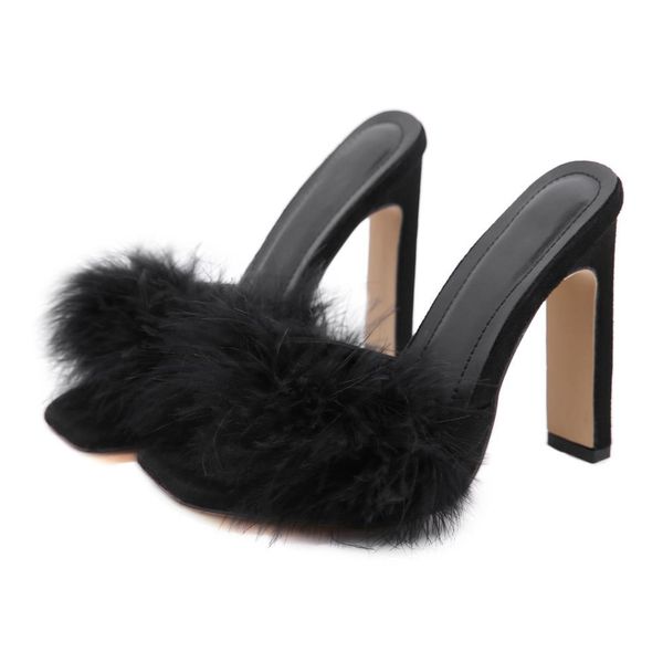 2021 new 's woman feathers transparent breeches thick stiletto heel lady slides pink shoes he0b, Black
2021 new 's woman feathers transparent breeches thick stiletto heel lady slides pink shoes he0b, Black