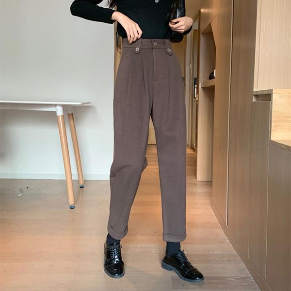 high waist harem suit pants women bottoms 2021 new autumn winter carrot woolen pants plus size thick loose trousers, Black;white
high waist harem suit pants women bottoms 2021 new autumn winter carrot woolen pants plus size thick loose trousers, Black;white