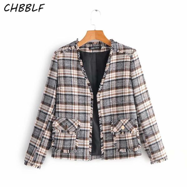 women's jackets chbblf women fashion tweed plaid blazer v neck long sleeve pockets tassels coats female office wear chic s236, Black;brown
women's jackets chbblf women fashion tweed plaid blazer v neck long sleeve pockets tassels coats female office wear chic s236, Black;brown