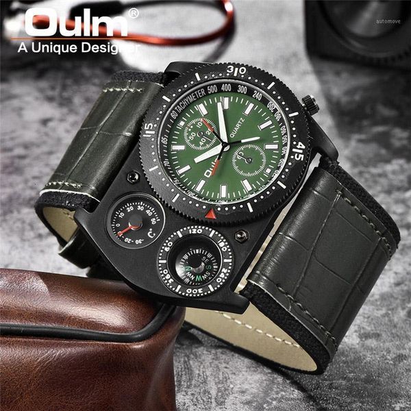 oulm men quartz watch casual wide leather strap watches decorative compass sport male clock relogio masculino1, Slivery;brown
oulm men quartz watch casual wide leather strap watches decorative compass sport male clock relogio masculino1, Slivery;brown