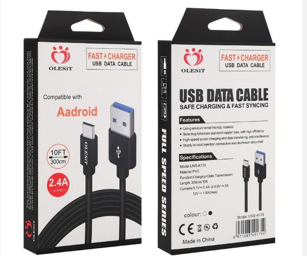 olesit 2m 6.6ft 3m 10ft 3.1a fast charger micro usb cables data type-c cable for samsung huawei htc lg with package
olesit 2m 6.6ft 3m 10ft 3.1a fast charger micro usb cables data type-c cable for samsung huawei htc lg with package