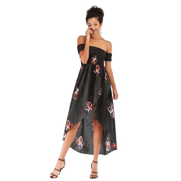 summer women's large off shoulder floral skirt with off shoulder ruffle elastic dress for women, Black;gray
summer women's large off shoulder floral skirt with off shoulder ruffle elastic dress for women, Black;gray