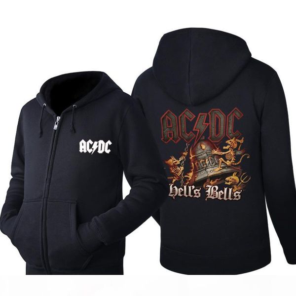 new fashion hoodies men autumn rock zipper long sleeve fleece men sweatshirt hoodie slim fit coats heavy metal music, Black