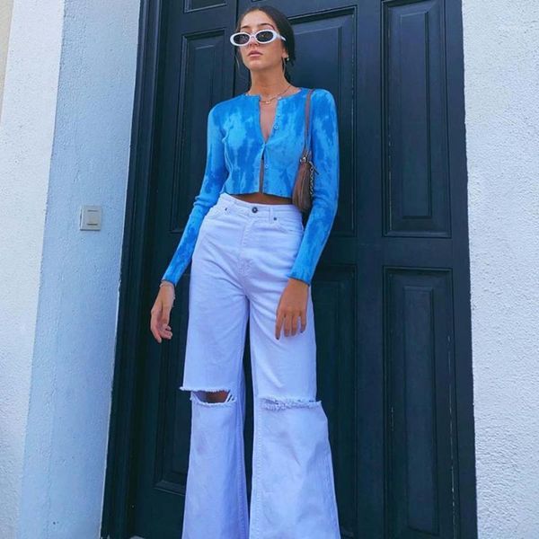 2 colors high waist straight leg ripped wide leg jeans new street style fashion all-match casual jeans1, Blue
2 colors high waist straight leg ripped wide leg jeans new street style fashion all-match casual jeans1, Blue