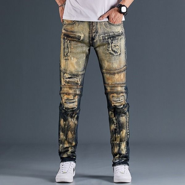 new foreign trade street self-fitting elastic leggings washing water heavy industry stereo cutting locomotive denim pants, Blue
new foreign trade street self-fitting elastic leggings washing water heavy industry stereo cutting locomotive denim pants, Blue