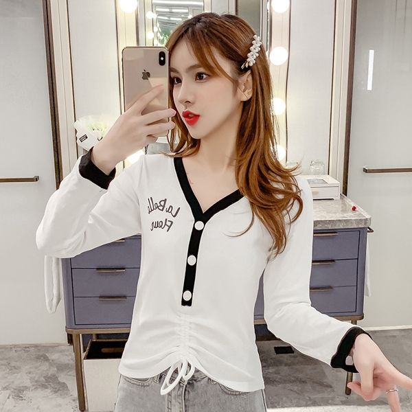 qf7f9 net red ins super fire print t-shirt for women 2020 autumn new sleeve slim drawstring with coat t-shirt fit v-neck long korean top, White
qf7f9 net red ins super fire print t-shirt for women 2020 autumn new sleeve slim drawstring with coat t-shirt fit v-neck long korean top, White