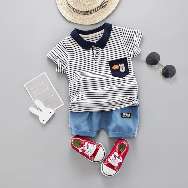 boys clothes strip summer set short sleeve turn down collar t shirt + jeans suit children clothing outfit 1 2 3 4 years c1016, White
boys clothes strip summer set short sleeve turn down collar t shirt + jeans suit children clothing outfit 1 2 3 4 years c1016, White