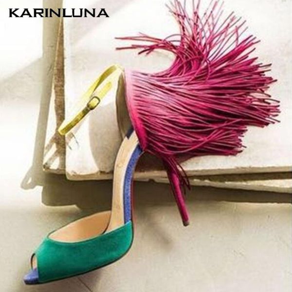 karin sxey women shoes big size 35-42 ins thin high heels fringe mixed color peep toe women sandals, Black
karin sxey women shoes big size 35-42 ins thin high heels fringe mixed color peep toe women sandals, Black