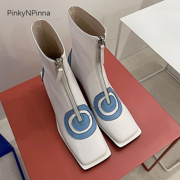 boots square toe strange heels concise ankle women genuine leather sheepskin pigskin soft zipper mixed color casual shoes female, Black
boots square toe strange heels concise ankle women genuine leather sheepskin pigskin soft zipper mixed color casual shoes female, Black