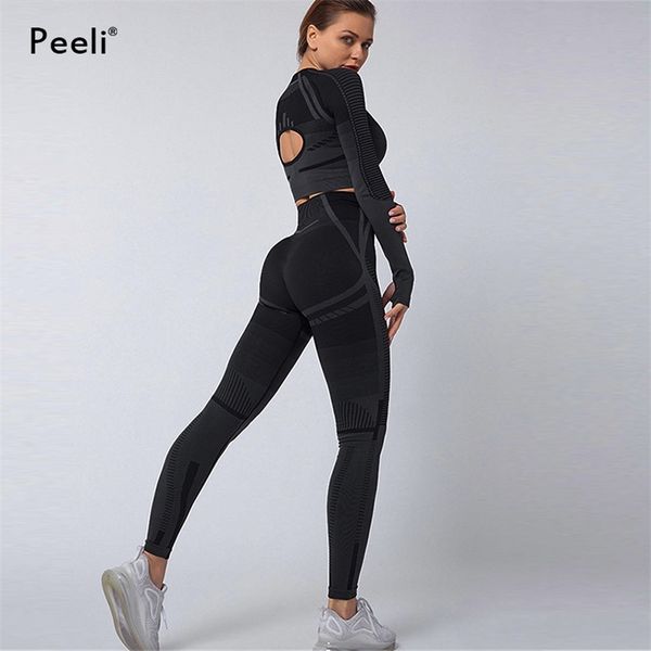 peeli 2 pc sports set seo seamless yoga sport suit for women long sleeve gym crop high waist leggings fitness 220312, Gray
peeli 2 pc sports set seo seamless yoga sport suit for women long sleeve gym crop high waist leggings fitness 220312, Gray