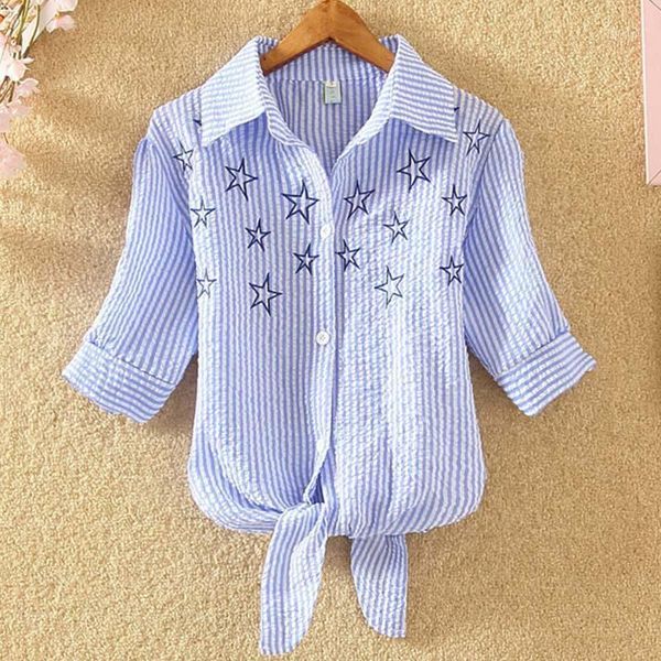 women blouses and chiffon fashion striped shirts women summer new short sleeve turn-down loose korean blouse female star1, White
women blouses and chiffon fashion striped shirts women summer new short sleeve turn-down loose korean blouse female star1, White