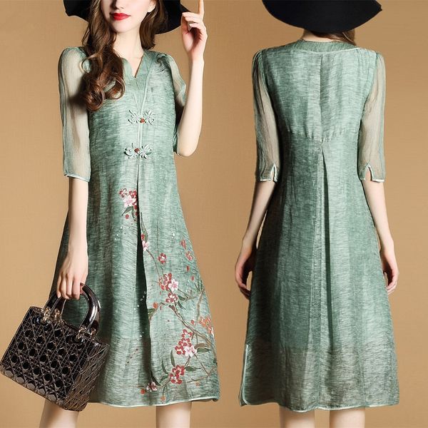 eston 2020 mid-sleeved new large size women's printed style summer v-neck hand-painted ethnic dress dressnational dressmid-length dress, Black;gray
eston 2020 mid-sleeved new large size women's printed style summer v-neck hand-painted ethnic dress dressnational dressmid-length dress, Black;gray