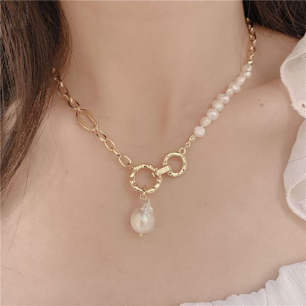 french elegant baroque fresh water pearl autumn winter sweater chain suit with necklace short necklace sweater chain, Silver
french elegant baroque fresh water pearl autumn winter sweater chain suit with necklace short necklace sweater chain, Silver