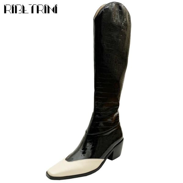 boots ribetrini ins female pointed toe zipper mid calf mixed color chunky heel women designer brand shoes woman, Black
boots ribetrini ins female pointed toe zipper mid calf mixed color chunky heel women designer brand shoes woman, Black