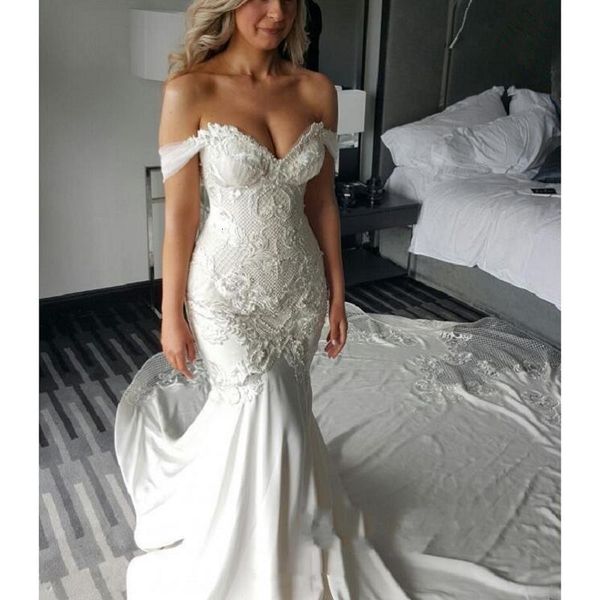 2021 robe de mariee white ivory lace wedding gowns off the shoulder dressed as bride mermaid sweeping train bride' dress custom made 6
2021 robe de mariee white ivory lace wedding gowns off the shoulder dressed as bride mermaid sweeping train bride' dress custom made 6