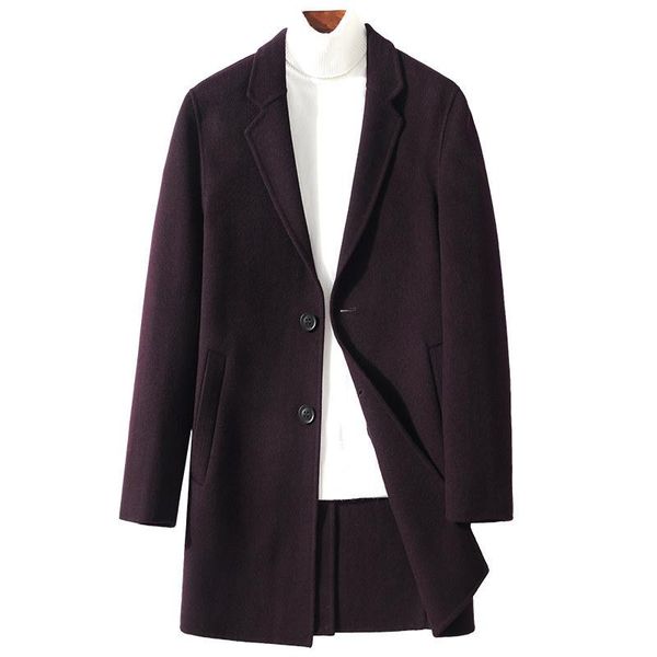 men's wool & blends medium and long heavy double-sided ni coat in autumn winter 2021, Black
men's wool & blends medium and long heavy double-sided ni coat in autumn winter 2021, Black