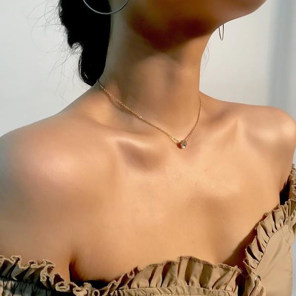 2020 sparking dainty thin chain gold color women round zirconia charm sideway simple necklace for elephant women fashion jewelry, Silver
2020 sparking dainty thin chain gold color women round zirconia charm sideway simple necklace for elephant women fashion jewelry, Silver