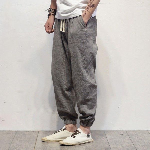 linen pants men loose harem joggers casual elastic waist solid color ankle length summer trousers1, Black
linen pants men loose harem joggers casual elastic waist solid color ankle length summer trousers1, Black