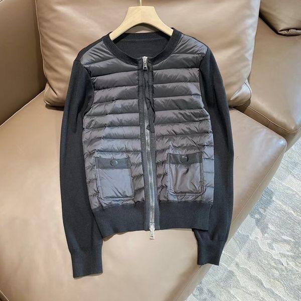 women light and warm down coat 90% white duck down filling and wool knitting patchwork women casual down jackets 200923, Black
women light and warm down coat 90% white duck down filling and wool knitting patchwork women casual down jackets 200923, Black