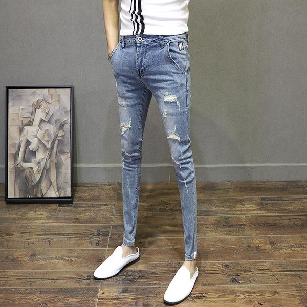wholesale 2020 new slim-fit oblique pocket skinny jeans men's korean society ripped hole thin ankle length men's pencil pants, Blue
wholesale 2020 new slim-fit oblique pocket skinny jeans men's korean society ripped hole thin ankle length men's pencil pants, Blue