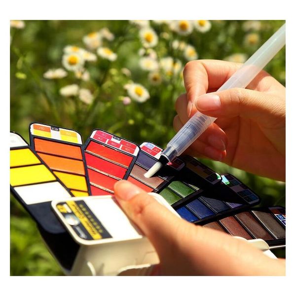 Superior Solid Watercolor Paint Set Beginner Fountain Pen Child Fan-shaped Watercolor Paint Student Painting Wmtibh Homes2007