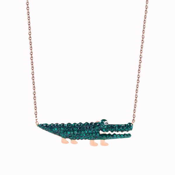 titanium steel green baby crocodile pendant necklace women's creative collarbone chain, Silver
titanium steel green baby crocodile pendant necklace women's creative collarbone chain, Silver