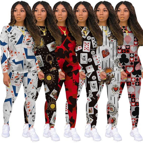 2020 new ladies home set poker printing two-piece suit casual sportswear long sleeve long pants yoga wear comfortable outfits, White
2020 new ladies home set poker printing two-piece suit casual sportswear long sleeve long pants yoga wear comfortable outfits, White