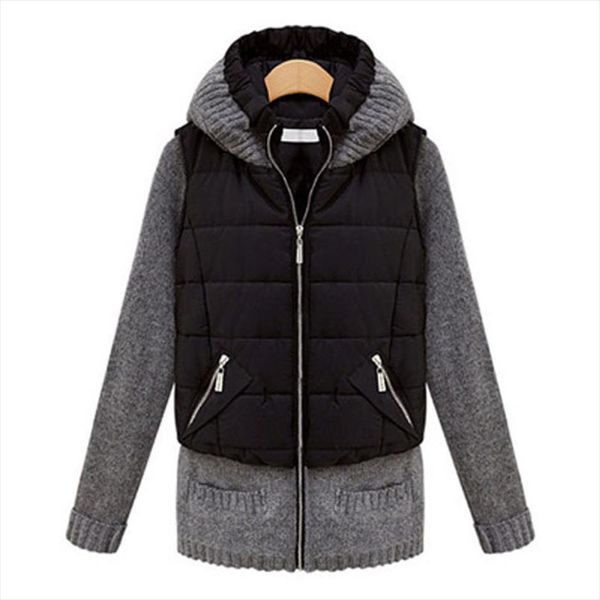 autumn and winter new european and american women slim warm stitching false two pieces of cotton hooded cotton jacket al08081, Black
autumn and winter new european and american women slim warm stitching false two pieces of cotton hooded cotton jacket al08081, Black