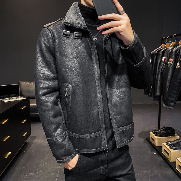 fur one winter thickened handsome trend cashmere coat men's pilot leather jacket, Black;brown
fur one winter thickened handsome trend cashmere coat men's pilot leather jacket, Black;brown