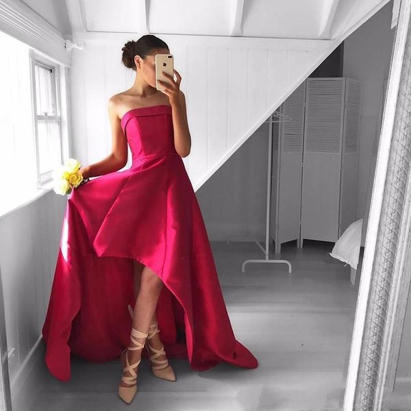 2022 sleeveless high low satin prom dresses strapless sweep train plus size celebrity holiday gowns formal evening dresses wear, Black
2022 sleeveless high low satin prom dresses strapless sweep train plus size celebrity holiday gowns formal evening dresses wear, Black