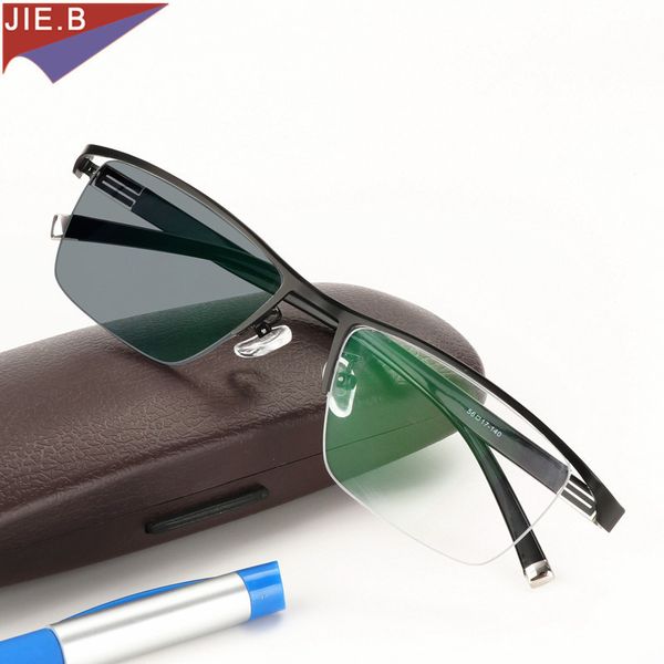 new design pchromic reading glasses men half rim titanium alloy presbyopia eyeglasses sunglasses discoloration with diopters, White;black
new design pchromic reading glasses men half rim titanium alloy presbyopia eyeglasses sunglasses discoloration with diopters, White;black