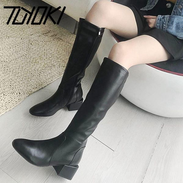 tuyoki women genuine leather retro knee high boots knight boots zipper chunky heels long casual shoes woman size 33-40, Black
tuyoki women genuine leather retro knee high boots knight boots zipper chunky heels long casual shoes woman size 33-40, Black
