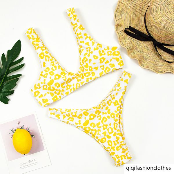 2021 single yellow leopard print fashion printed triangle bikini swimsuit for women, White;black
2021 single yellow leopard print fashion printed triangle bikini swimsuit for women, White;black