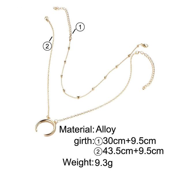 fashion simple double - layer copper beads necklace moon pendant multi - layer ne sqciqg beauty888, Silver
fashion simple double - layer copper beads necklace moon pendant multi - layer ne sqciqg beauty888, Silver