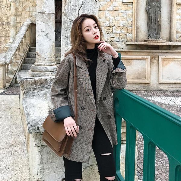 vintage double breasted office ladies plaid blazer long sleeve loose retro suits coat jacket women blazers female 20191, White;black
vintage double breasted office ladies plaid blazer long sleeve loose retro suits coat jacket women blazers female 20191, White;black