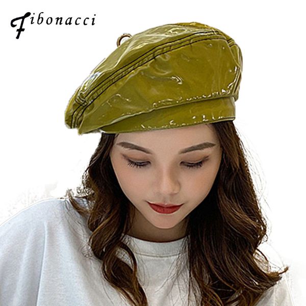 fibonacci fashion hat quality pu beret hats for women patent leather berets four panels female cap green french painter hat 201019, Blue;gray
fibonacci fashion hat quality pu beret hats for women patent leather berets four panels female cap green french painter hat 201019, Blue;gray