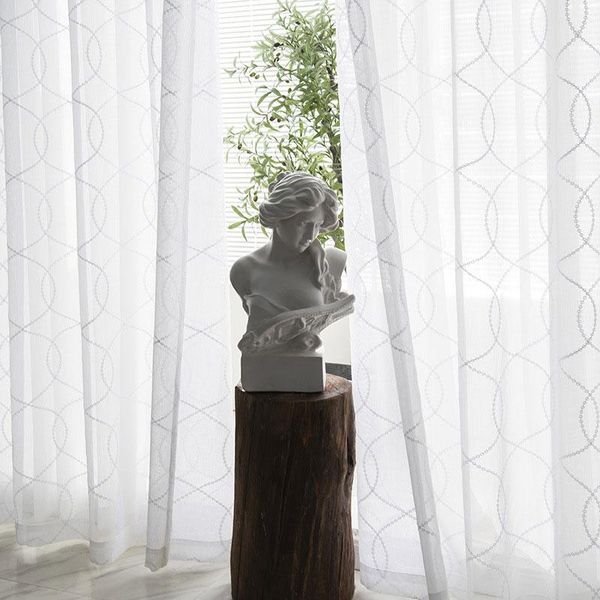 white embroidery tulle curtains for living room modern geometry curve sheer voile curtain for bedroom blind drape door custom
white embroidery tulle curtains for living room modern geometry curve sheer voile curtain for bedroom blind drape door custom