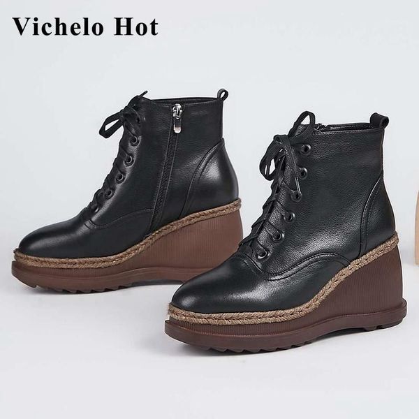 vichelo 2021 new arrival cow leather round toe super high heel wedges british style winter basic ankle boots l671, Black
vichelo 2021 new arrival cow leather round toe super high heel wedges british style winter basic ankle boots l671, Black
