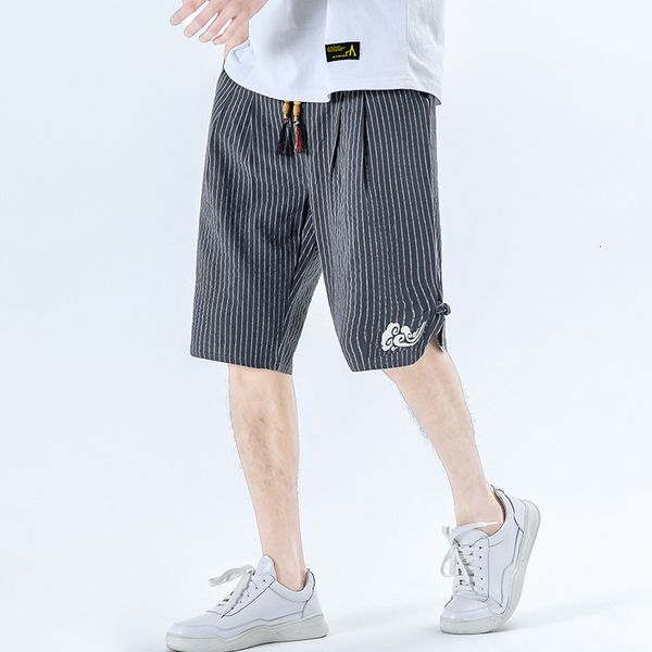 summer breathable linen shorts men's thin chinese style large striped capris casual versatile embroidered pants, White;black
summer breathable linen shorts men's thin chinese style large striped capris casual versatile embroidered pants, White;black