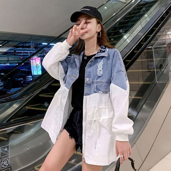 spring patchwork denim women windbreaker drawstring plus size coat female 2020 new casual embroidery hole loose women coat fy80 t200814, Tan;black
spring patchwork denim women windbreaker drawstring plus size coat female 2020 new casual embroidery hole loose women coat fy80 t200814, Tan;black